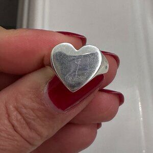 Sterling Silver 950 Ultrafine Heart Ring Size 6